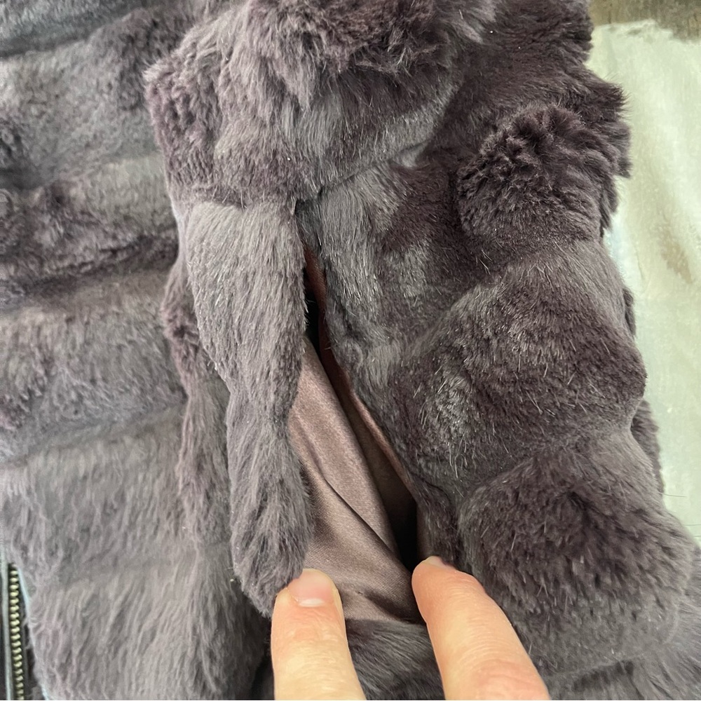 LINDA RICHARDS polar deep purple rabbit fur coat. Vintage - Picture 7 of 14